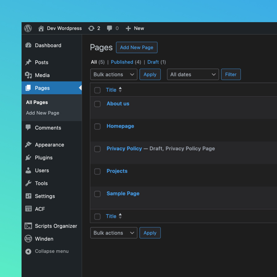 wp admin cleaner dark theme admin