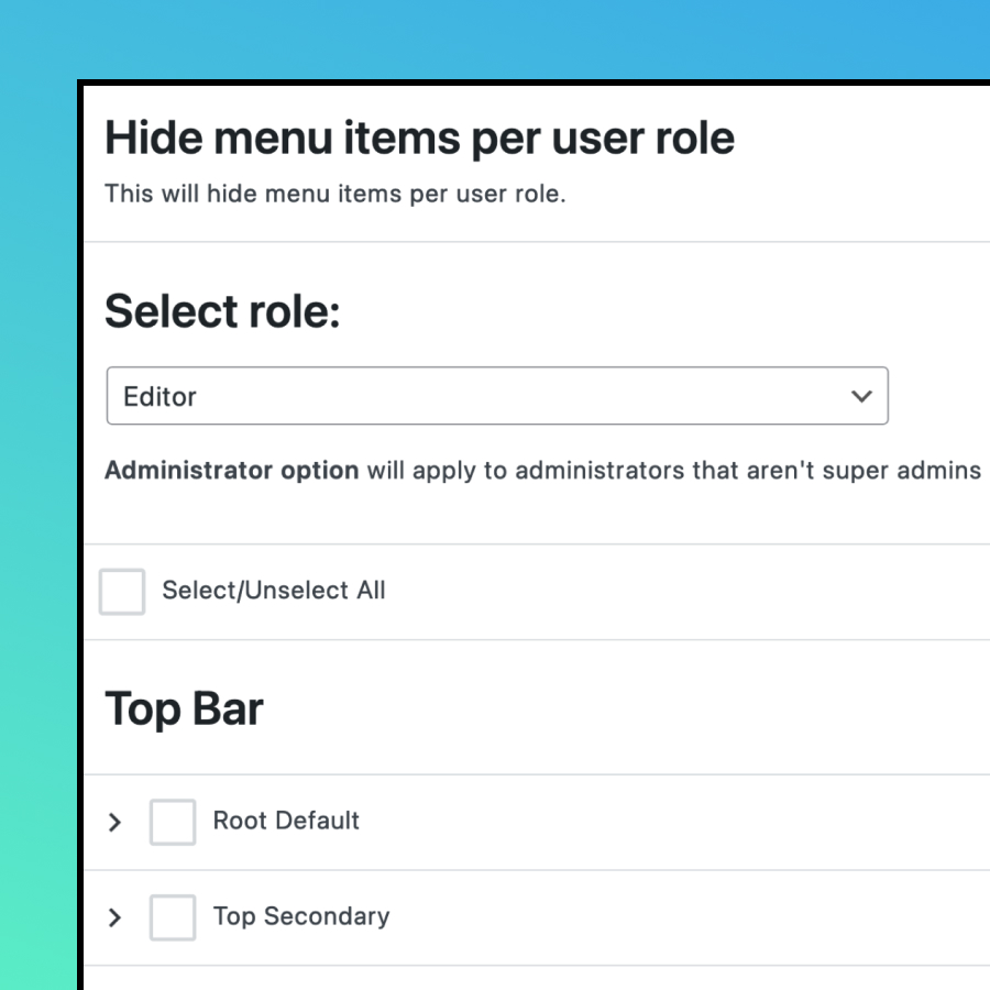 wp admin cleaner per role