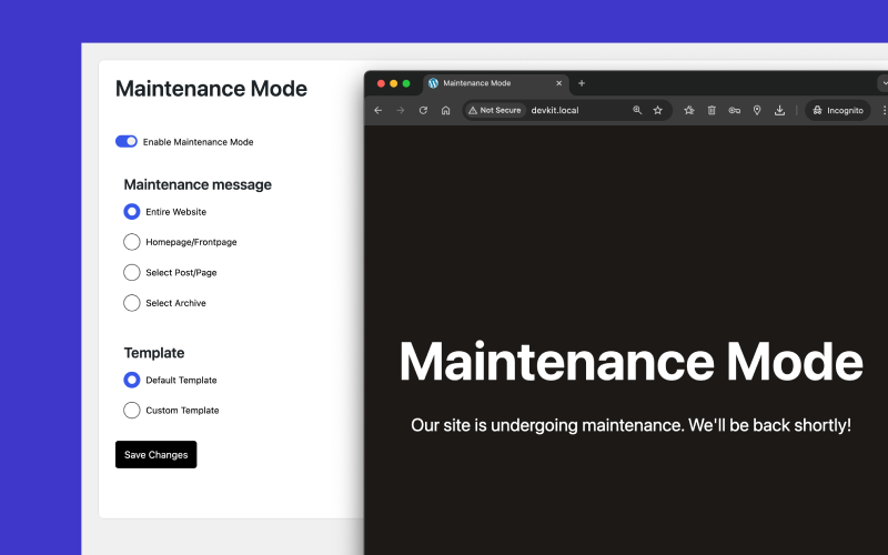 devkit maintenance mode