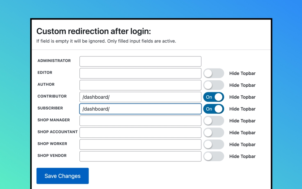 wp admin cleaner login redirects