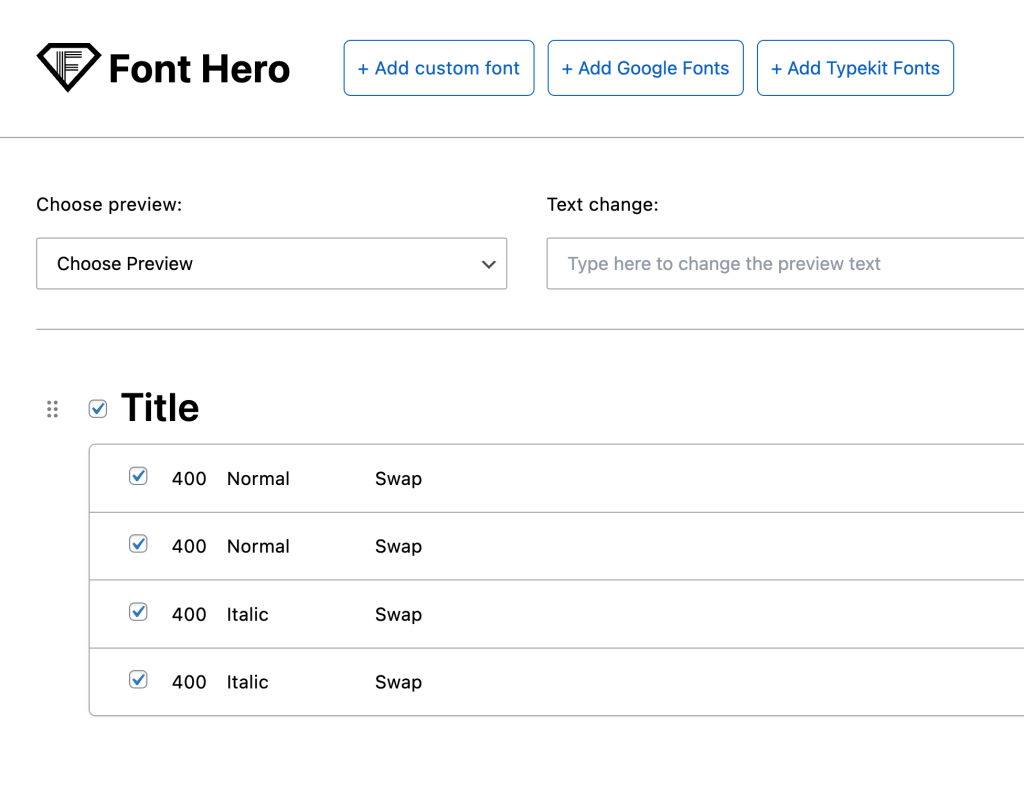 font hero disable font faimly and font face