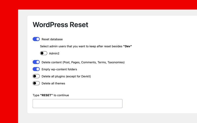 devkit reset