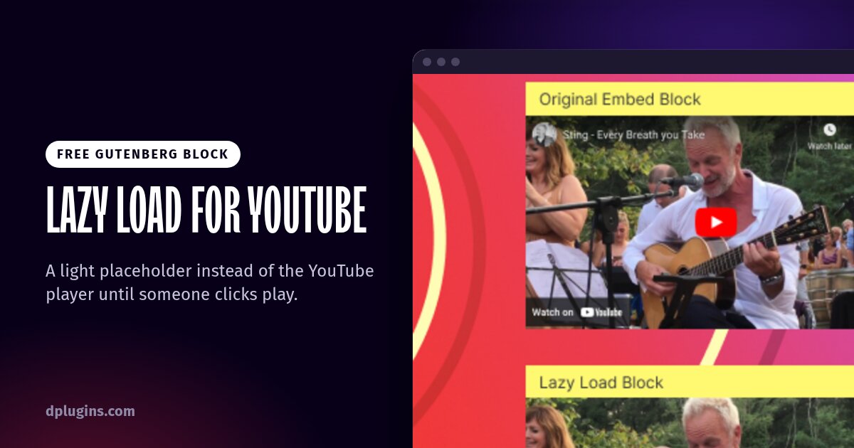 Lazy Load for YouTube block compared with the original YouTube embed