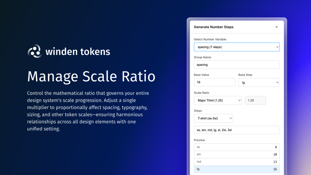 Creating a spacing scale with a modular ratio in Winden Tokens